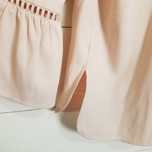 Calvin Klein Blush Pink Bell Sleeve V Neck Blouse - Picture 4 of 7